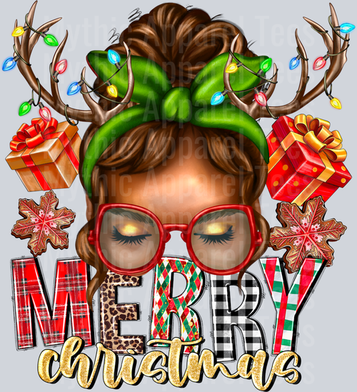 Merry Christmas messy Bun girl
