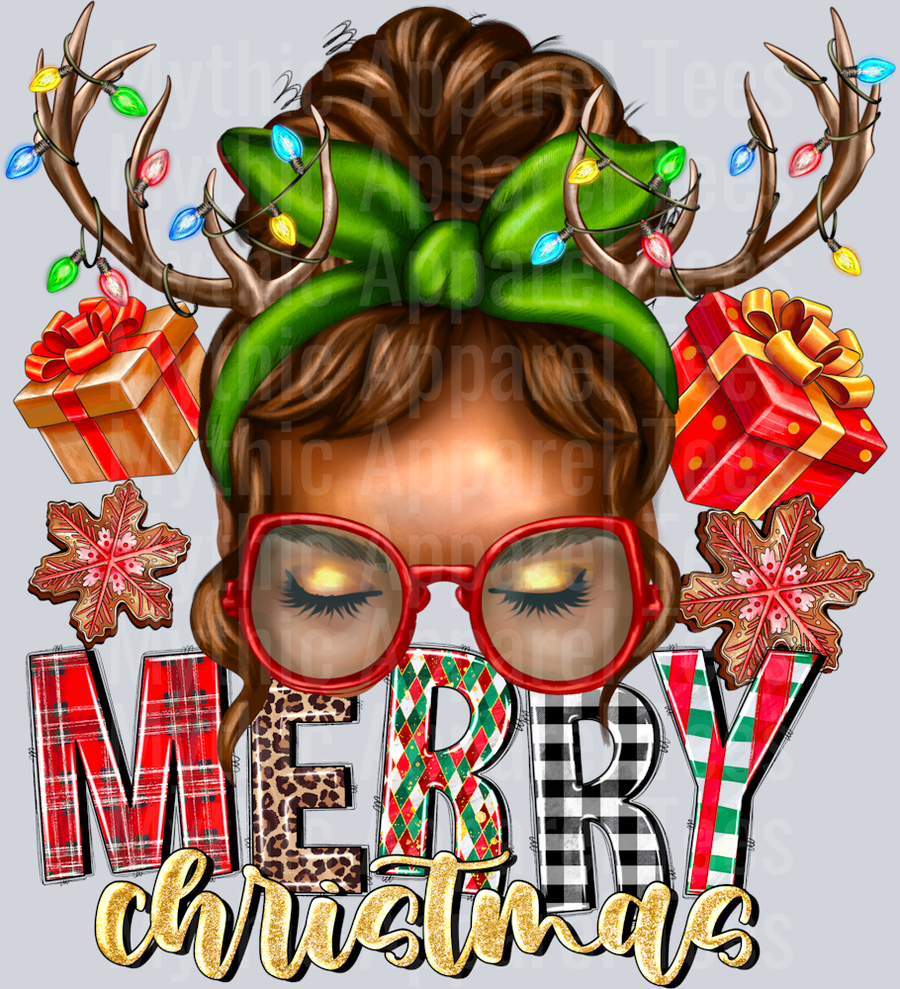 Merry Christmas messy Bun girl
