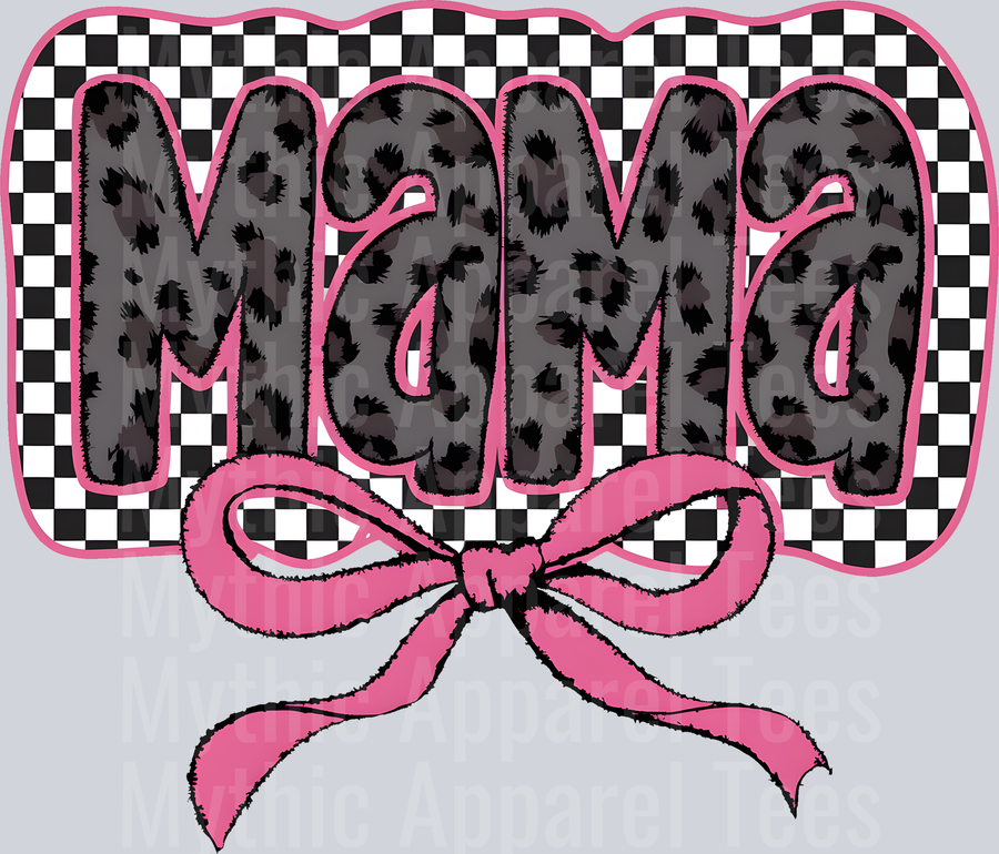 mama checker and dark cow print with bow DTF MOM Transfers