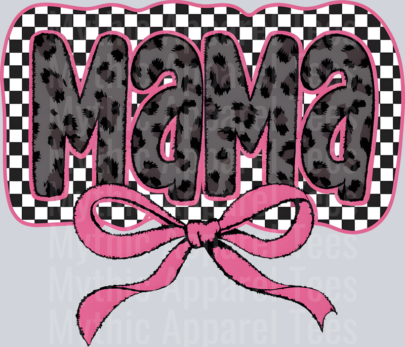 mama checker and dark cow print with bow DTF MOM Transfers