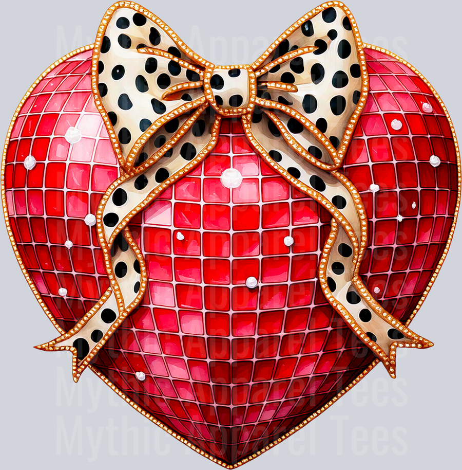 Heart Disco Ball with Leopard Print Style Combo Valentines Day Design