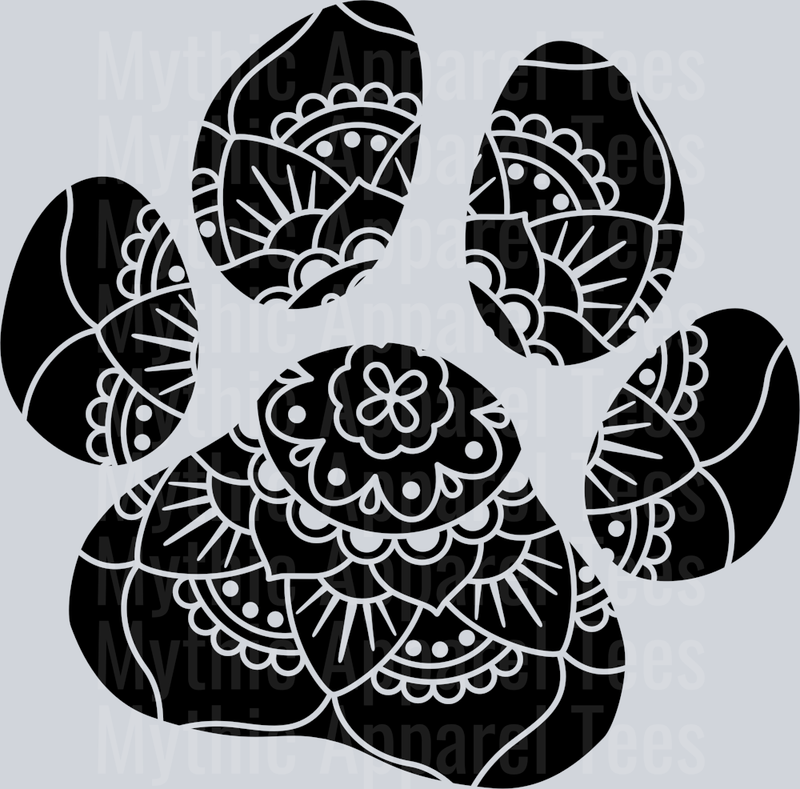 Dog paw mandala paw print DTF Dog Transfers