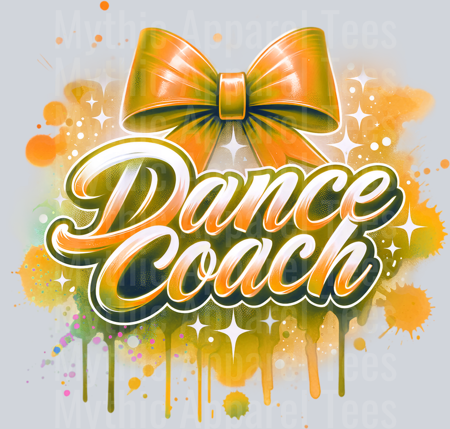 Dance Coach Airbrushed Orange DTF Dance Coach Transfers