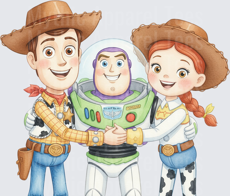 Toy Story 5 Woody Buzz Lightyear and Jessie Watercolor Trio