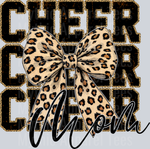 Cheer Mom Leopard Bow Transfers, Cheer Mom Transfers, Cheerleading, Parenting Transfers, Glitter Design