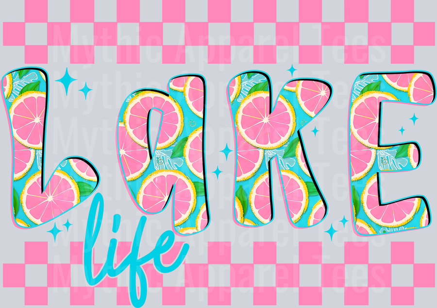 Lake life 2 pink checkers DTF Summer Transfers