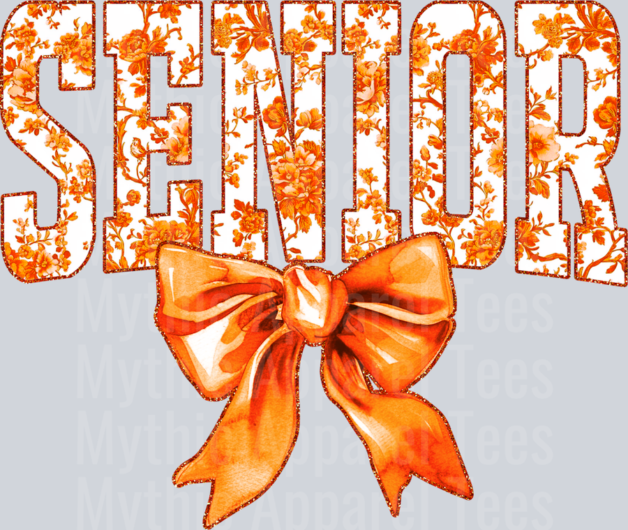 Orange Senior College Font Floral Senior Graduation Design