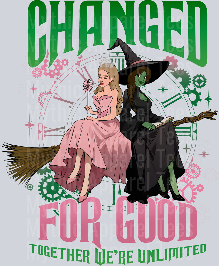 Vintage Changed For Good Wicked Movie cartoon DTF Wicked Transfers