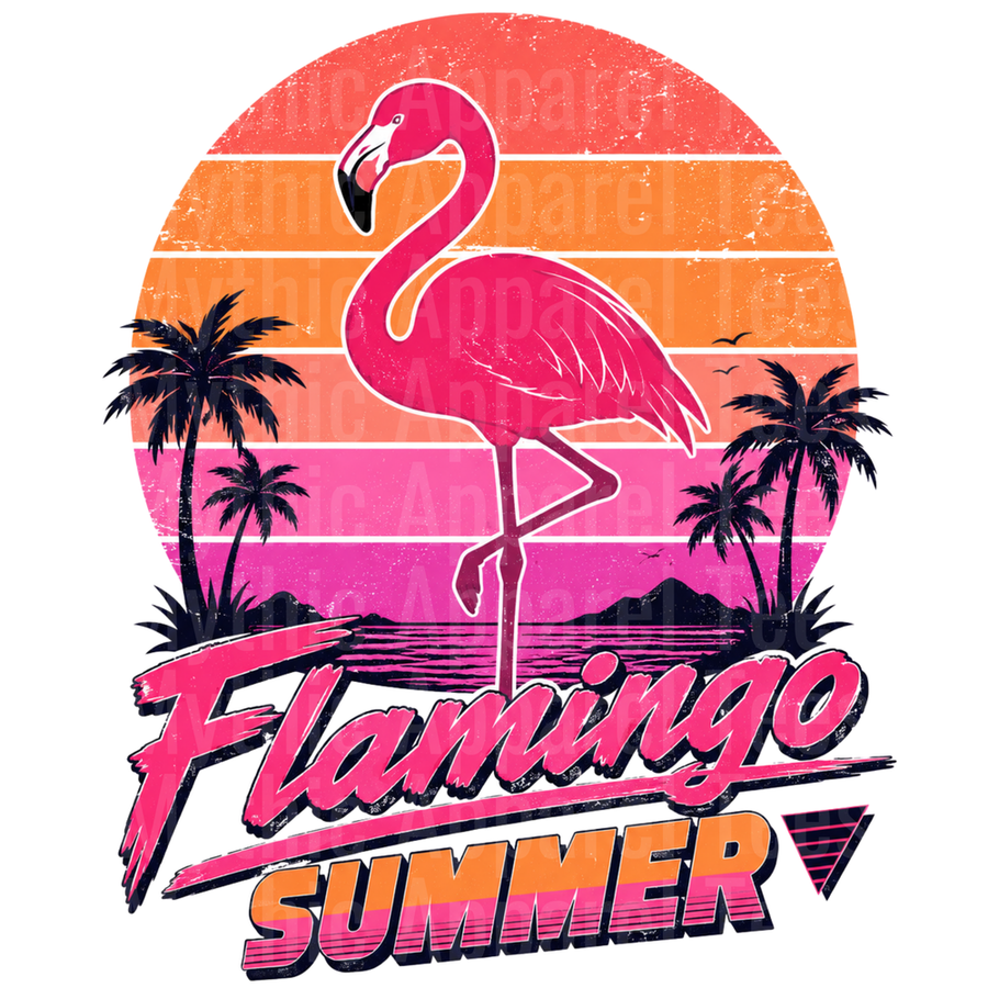 Flamingos Retro Sunset Palm Tree Tropical Summer Vibes
