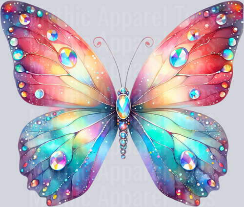 Red Yellow Blue Rainbow Watercolor butterfly DTF Butterfly Transfers