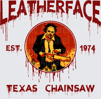 Leatherface Texas Chainsaw Massacre Est. 1974 Blood Drip Horror Circular Portrait with Chainsaw