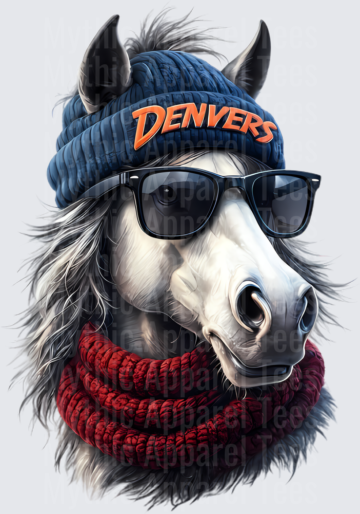 NFL Mascots Denver Broncos Cool Horse Beanie Sunglasses Scarf