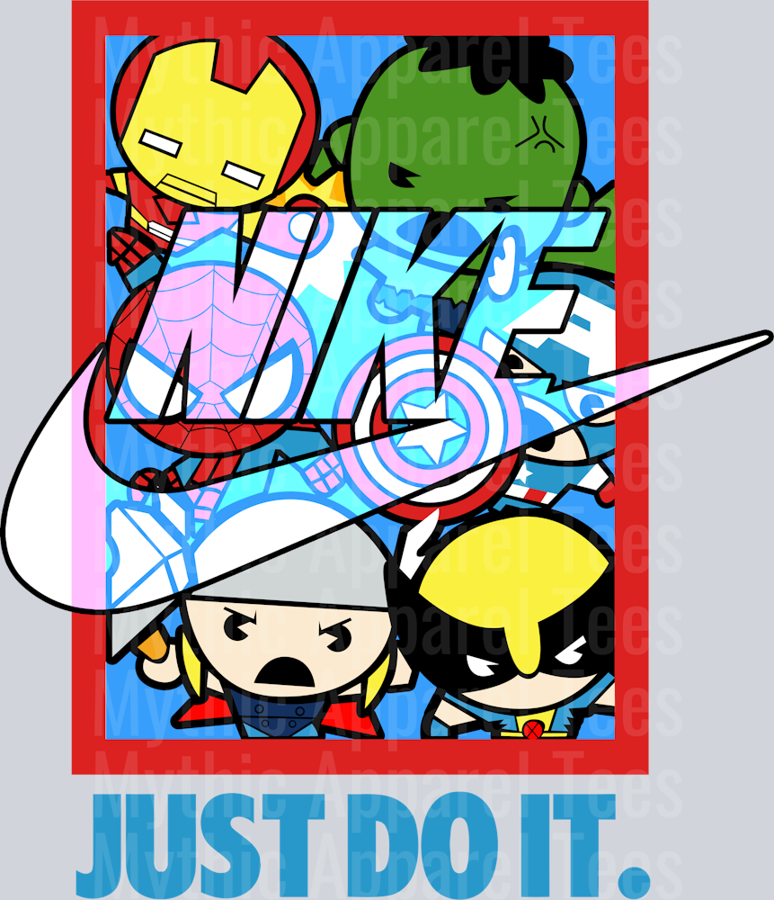 Chibi Marvel Avengers JUST DO IT DTF Nike Transfers