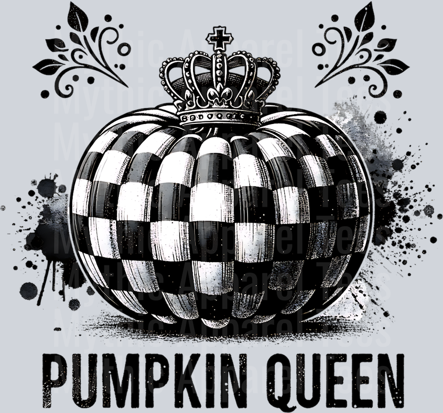 PUMPKIN QUEEN CHECKERED PUMPKIN WITH CROWN