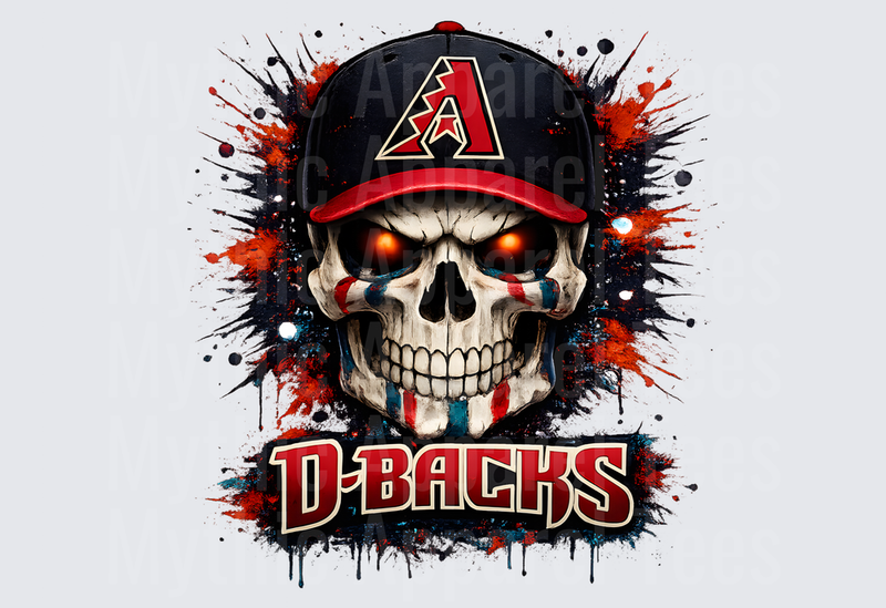 MLB Skulls Arizona Diamondbacks Glowing Eyes Skull Splatter
