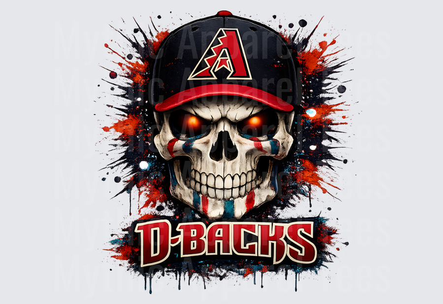 MLB Skulls Arizona Diamondbacks Glowing Eyes Skull Splatter