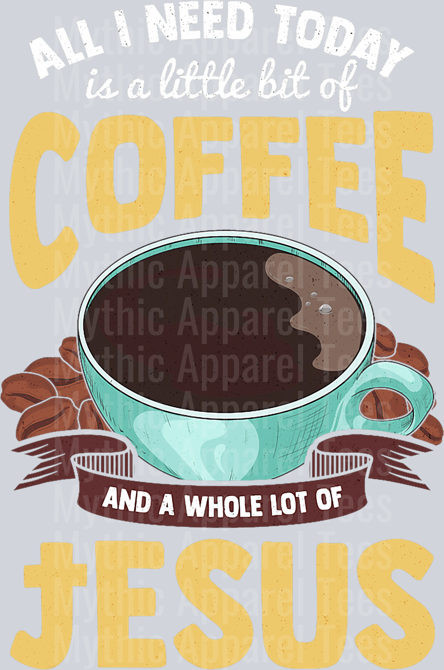 Coffee and jesus cup of coffee with beans DTF Coffee Transfers