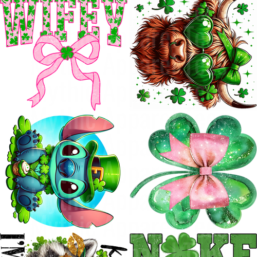 St Patricks Day GANG SHEET 10 FULL SIZE IMAGES