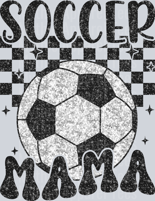 Retro Checker Glitter Soccer Mama DTF Soccer Transfers