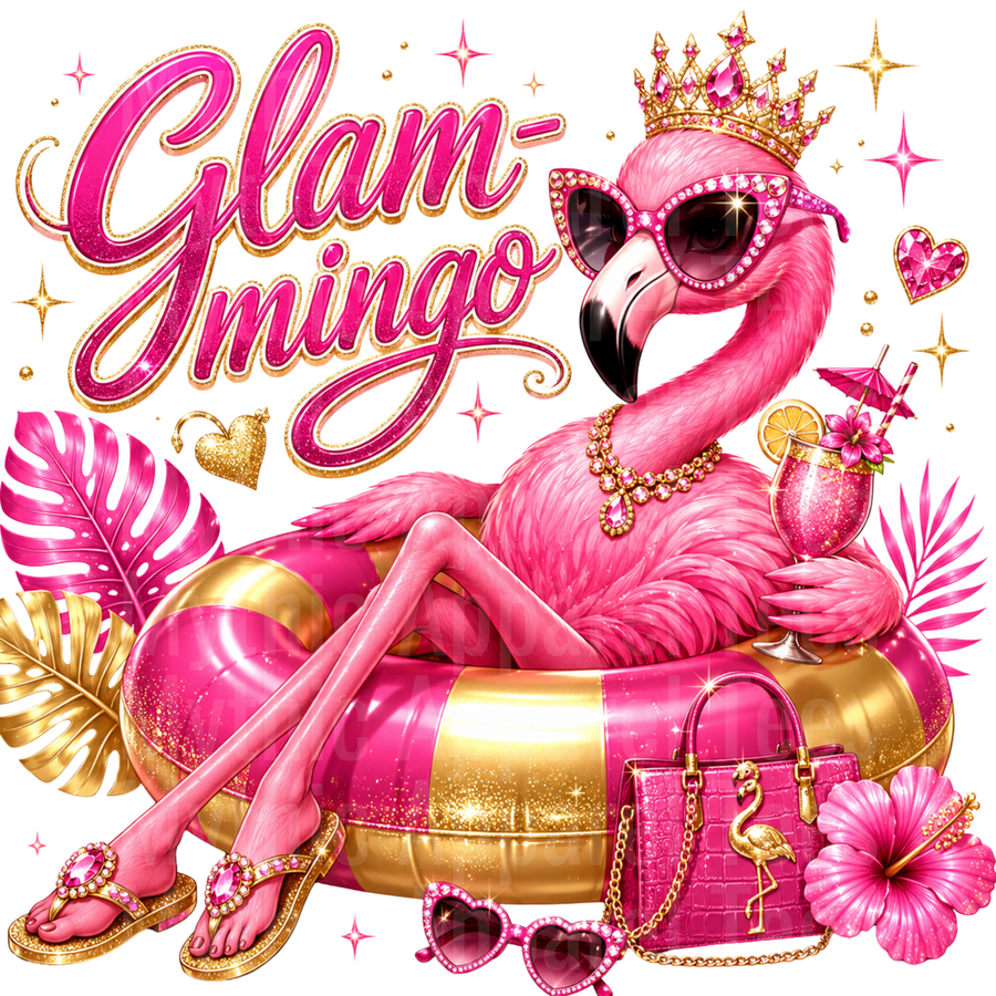 Flamingo Glam-mingo Queen Rhinestone Crown Pool Float Diva