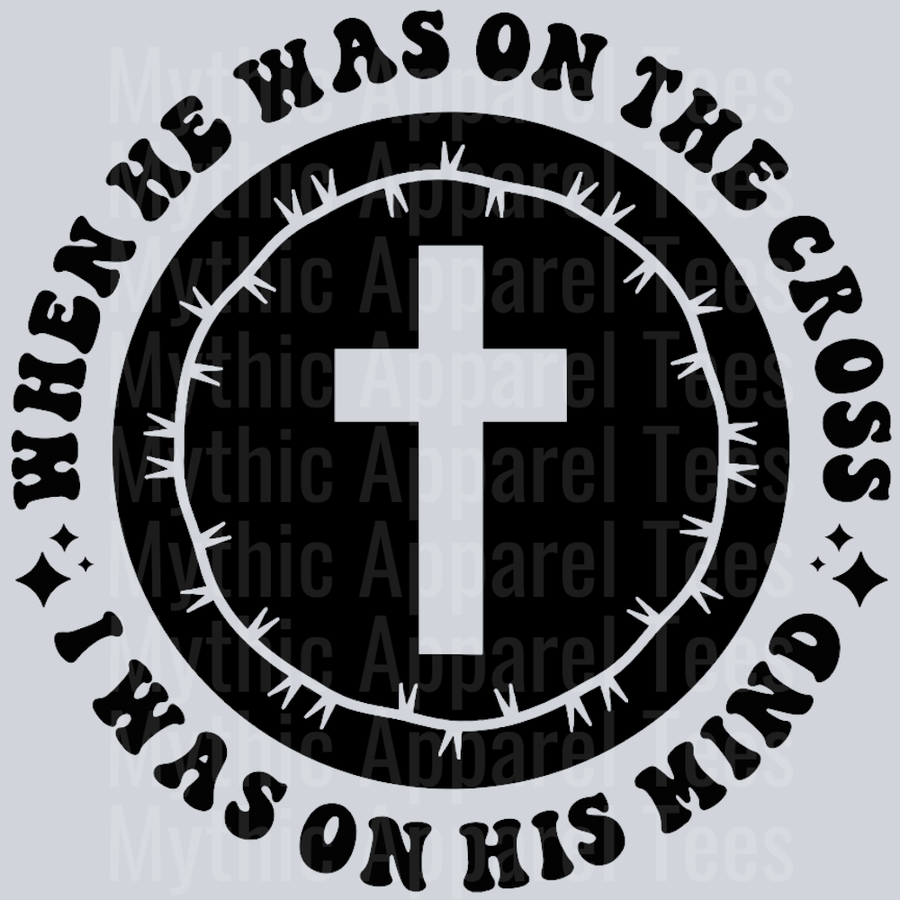 When He Was On The Cross I Was On His Mind Pocket Design Wavey Retro Style Funny Shirt Design