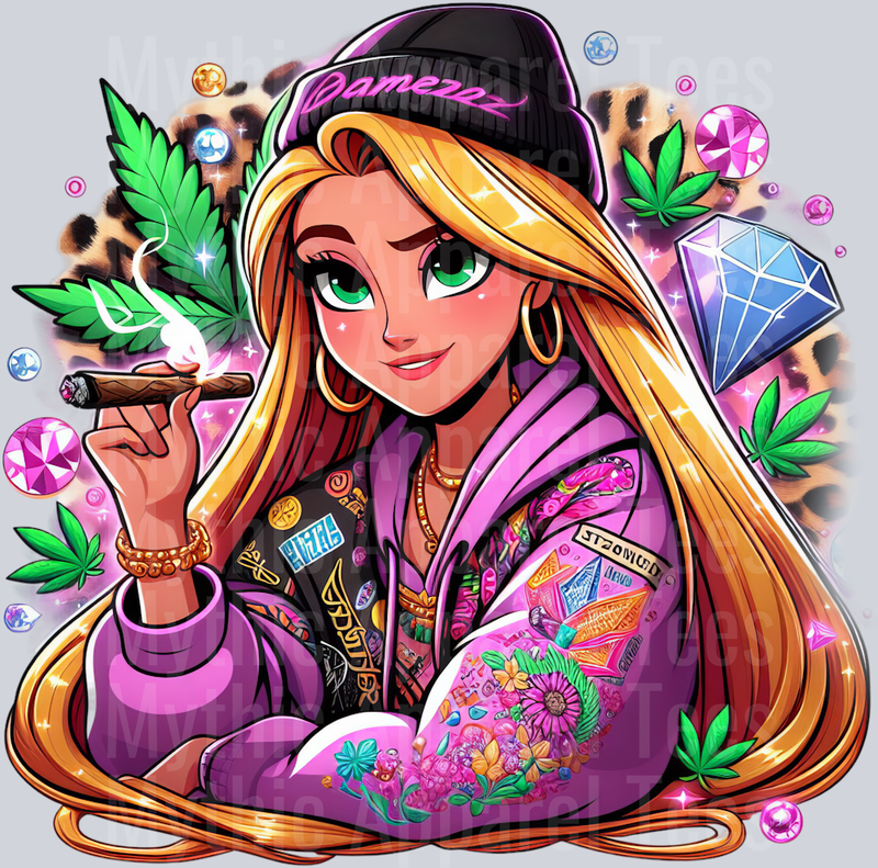 Elsa weed Cheeta Print Jewels Smoking Weed DTF Weed Transfers