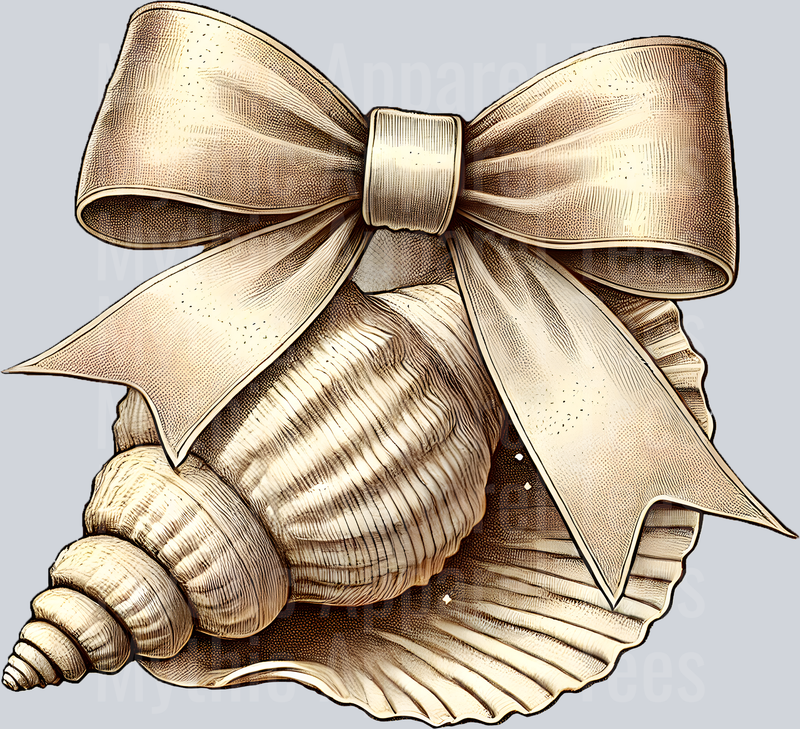 seashell bow sand color DTF Summer Transfers
