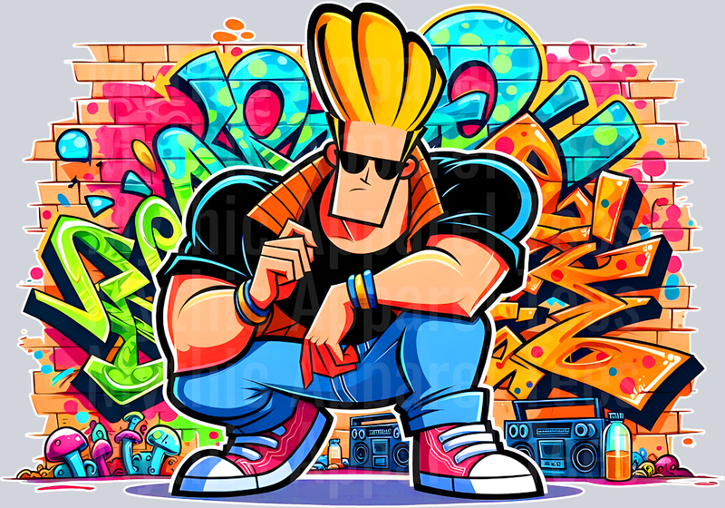 Johnny Bravo Graffiti DTF Pop Culture Transfers