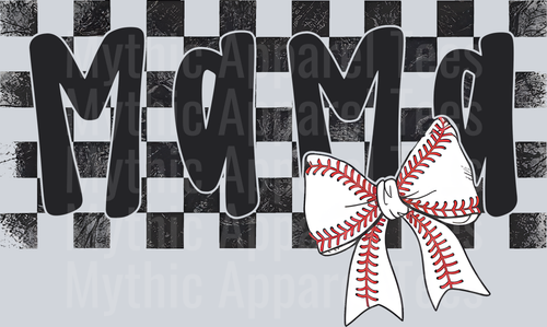 mama baseball checkers with stitches