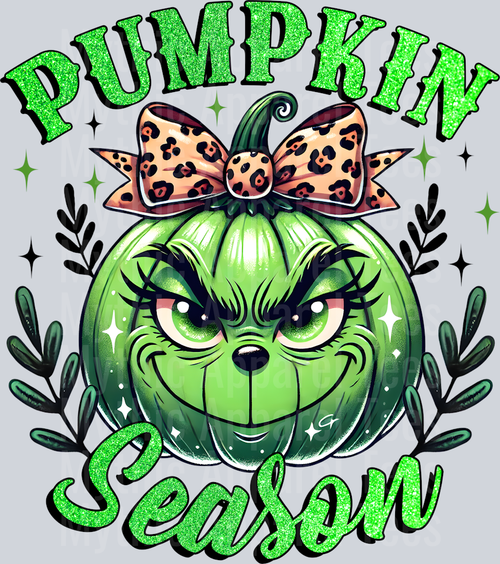 Grinch Pumpkin with bow green pumpkin season
