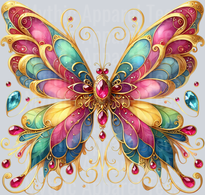 Pink blue yellow green Watercolor butterfly DTF Butterfly Transfers