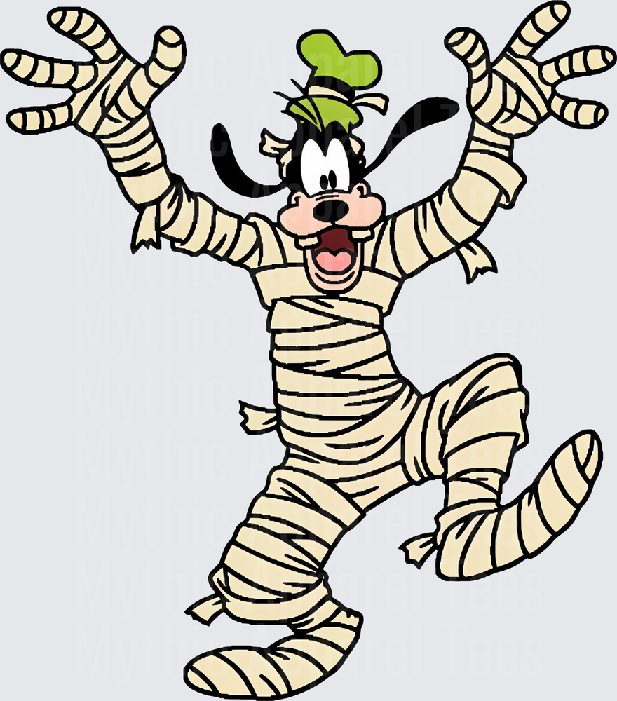 Goofy Halloween Mummy Costume Arms Raised Spooky Cartoon Character