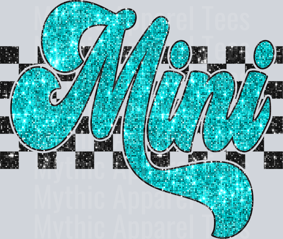 Sequin Blue Checkered Mini