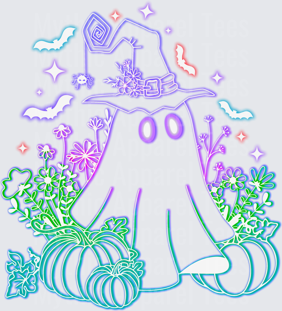Halloween Neon Ghost Witch Hat Pumpkins Floral Bats Glow
