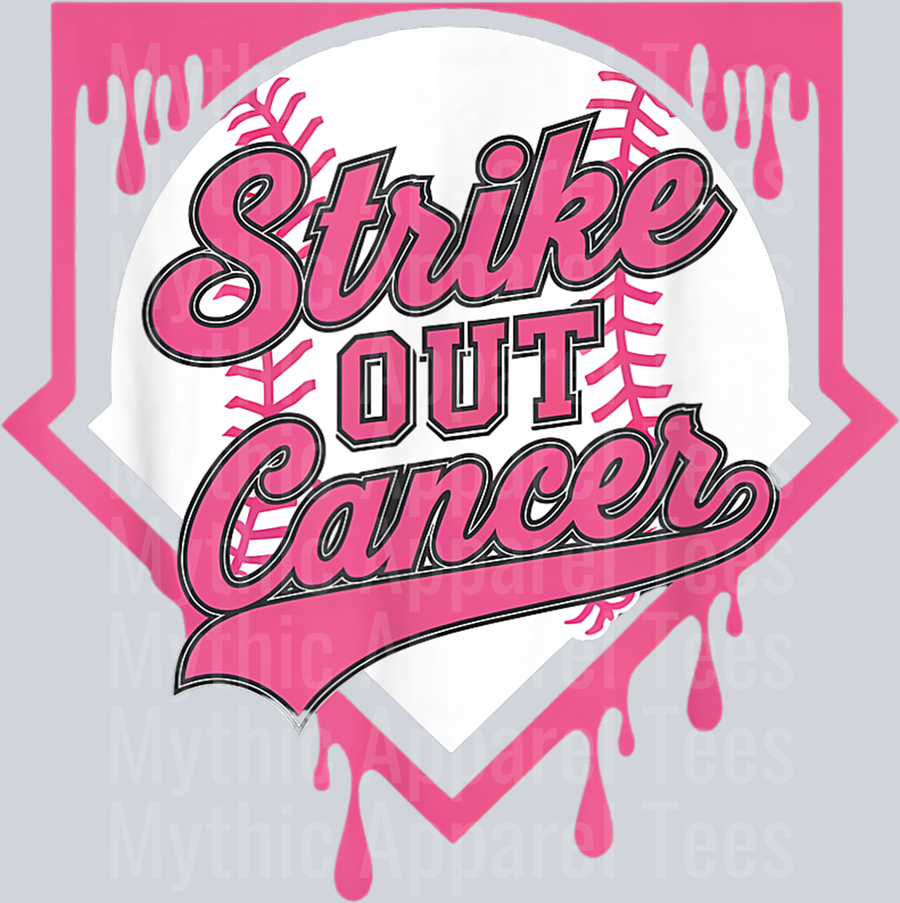 Baseball Home Plate Drip Support for Breast Cancer Awareness DTF Baseball Transfers