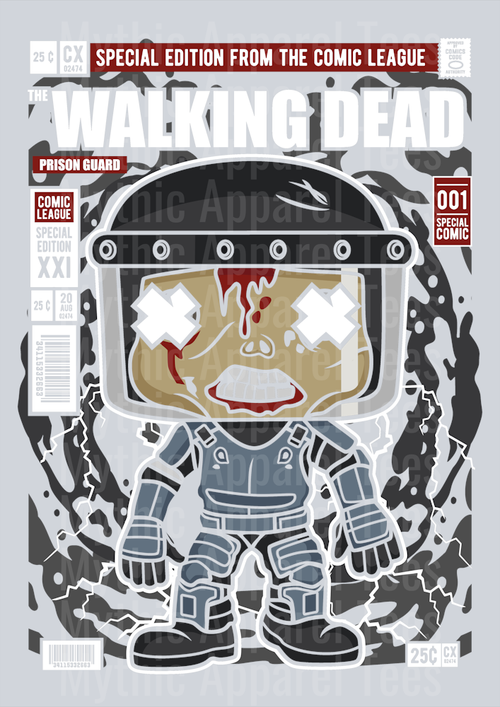 Walking Dead Prison Guard Comic Book Cover STYLE DTF Pop Culture Transfers