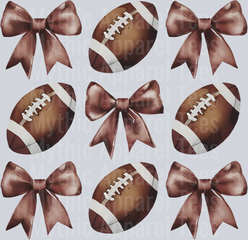football coquette brown ribbons and footballs DTF Football Transfers