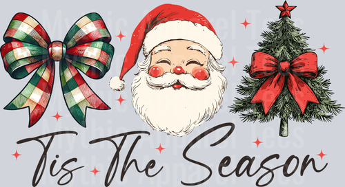 Tis the season bow santa tree Red DTF Christmas Transfers