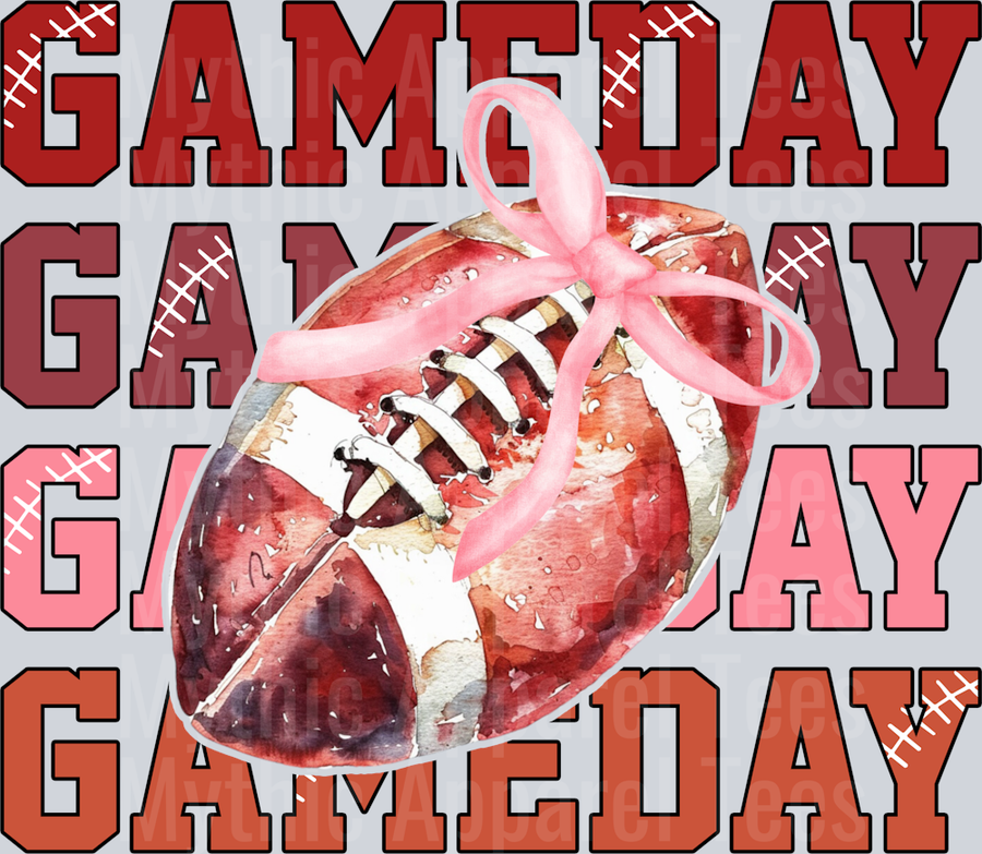 GAME DAY pink ribbon on football DTF Football Transfers