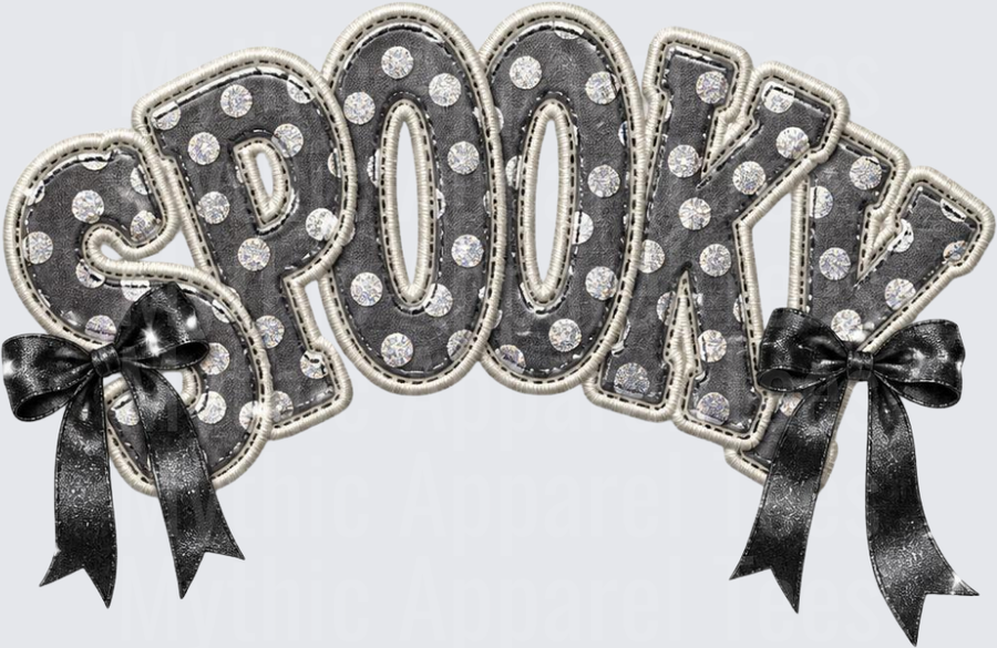 Halloween Spooky Embroidery Patch Style Rhinestone Polka Dot Bow Letters