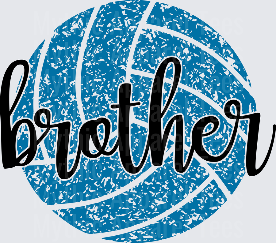 Volleyball Brother Blue Distressed Grunge Ball Script