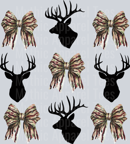Deer heads and camo bows DTF Hunter Transfers