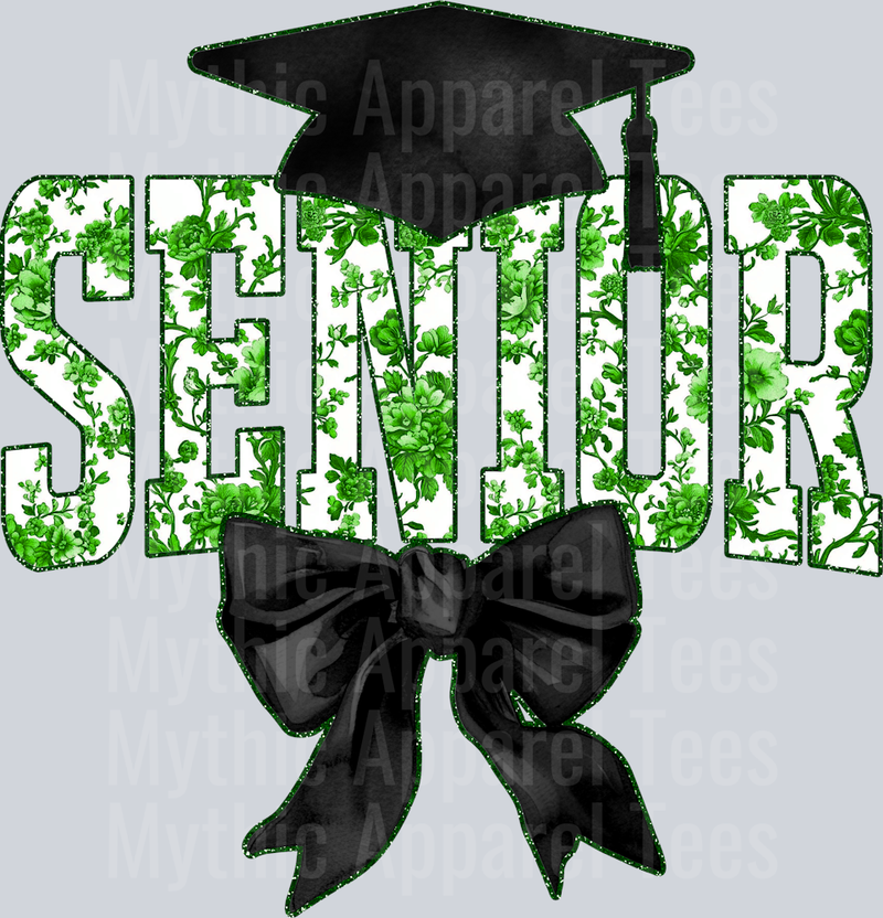 Green Senior Hat College Font Floral Senior Graduation Design