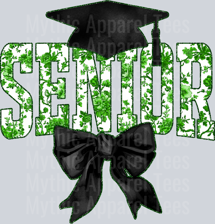 Green Senior Hat College Font Floral Senior Graduation Design