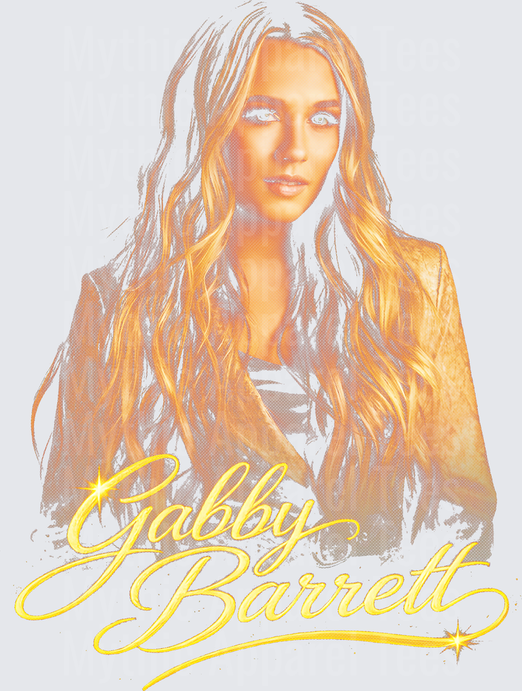 Gabby Barrett Golden Halftone Portrait with Cursive Script Signature