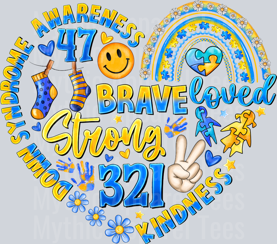 Down Syndrome Heart Brave Loved Strong Down Syndrome Awareness
