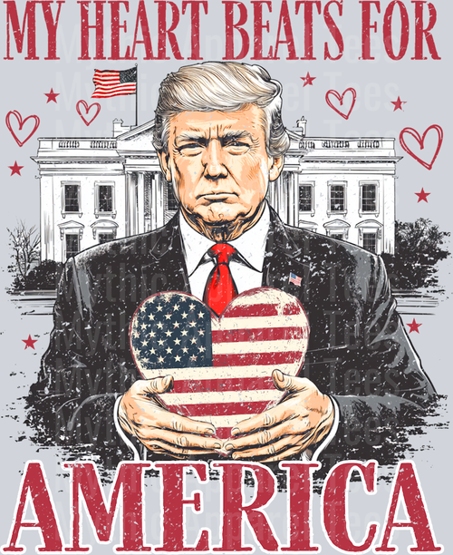 My Heart Beats For America Trump Valentines Day DTF Maga Transfers