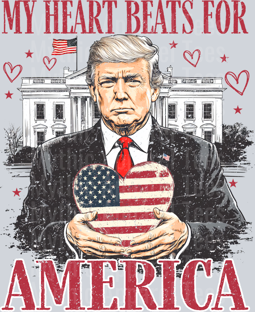 My Heart Beats For America Trump Valentines Day DTF Maga Transfers