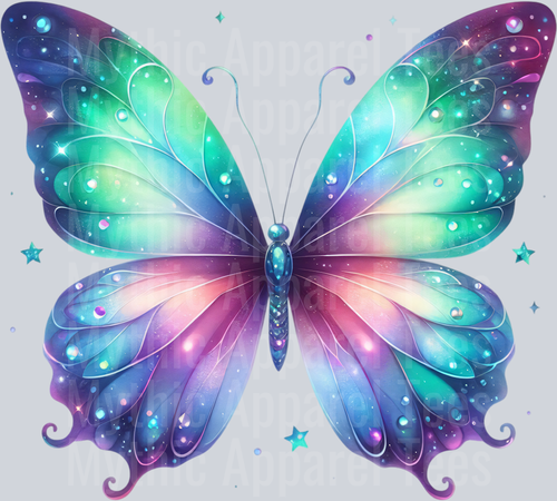 Blue Pink Aura Watercolor butterfly DTF Butterfly Transfers