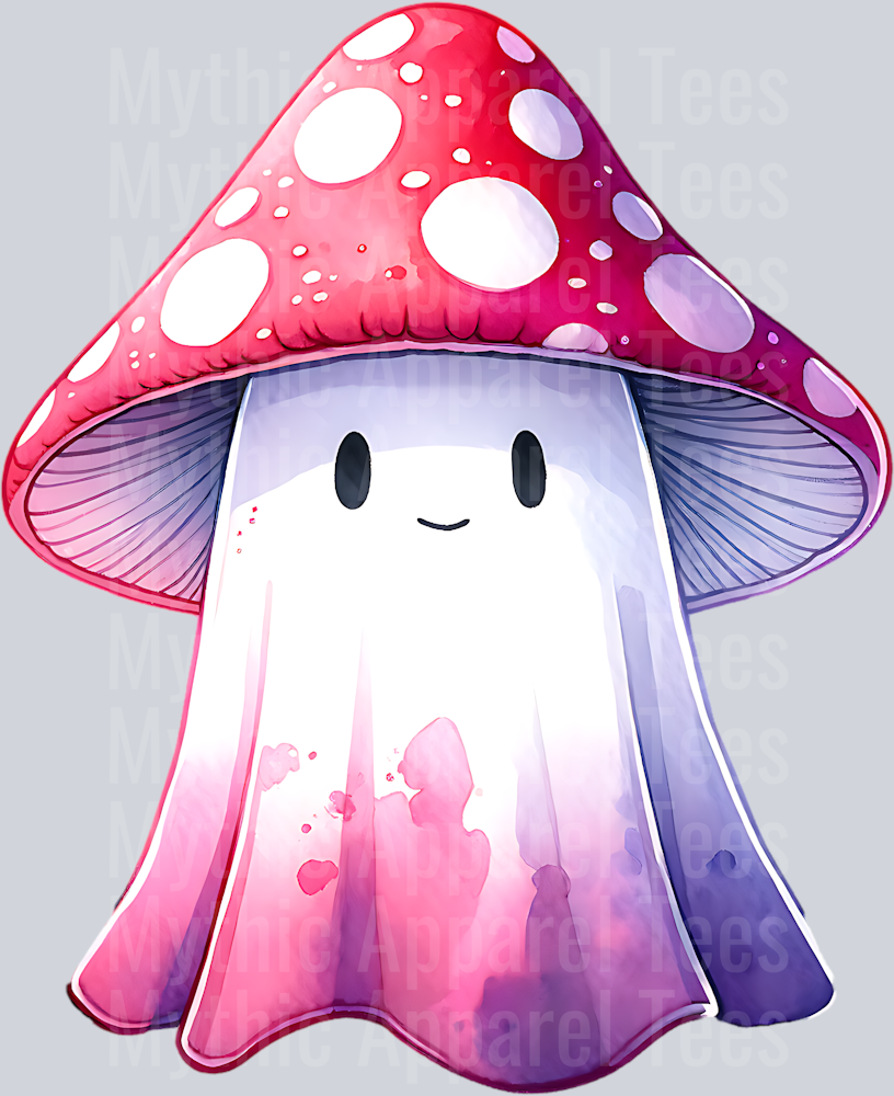 MUSHROOM GHOST WITH RED HAT WATERCOLOR PNG